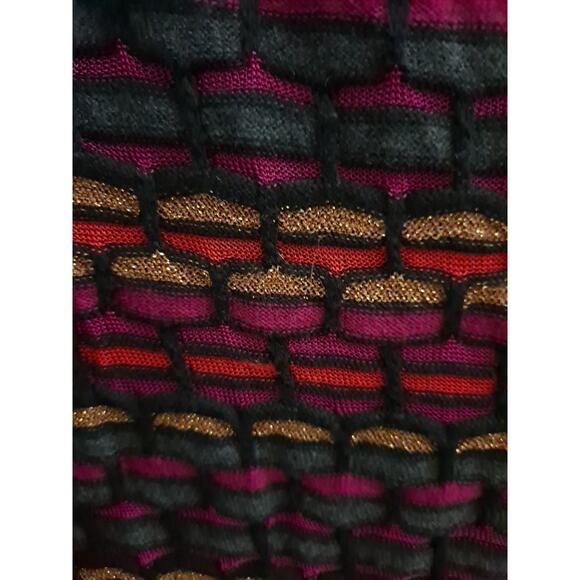 Lane Bryant Sweater Dress 18/20 Striped Square Neck Knit Gold Knee Lenth Pnk Blk - Picture 4 of 9